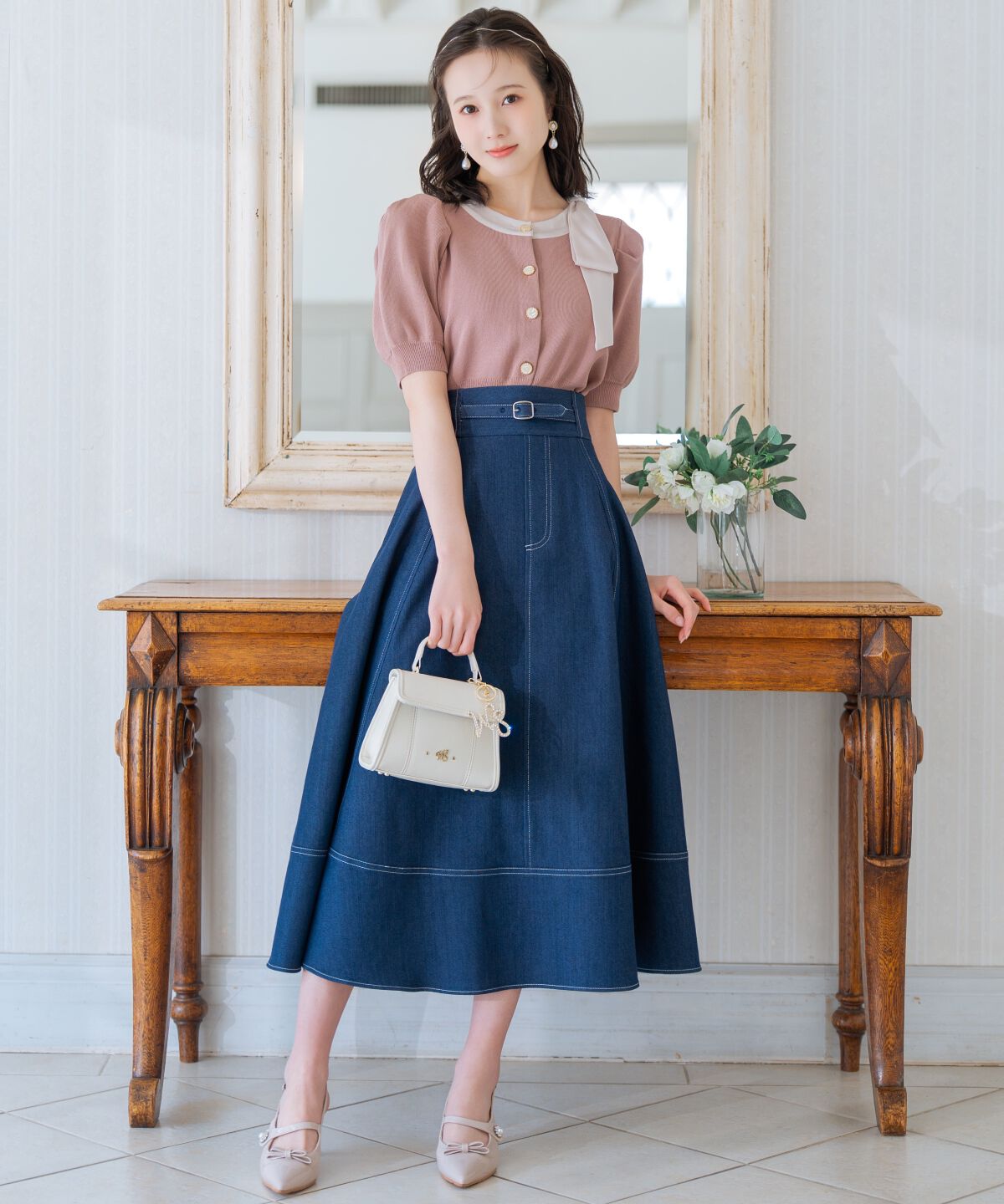 WILLSELECTION「ベルトデザインフレアスカート」|フレア|