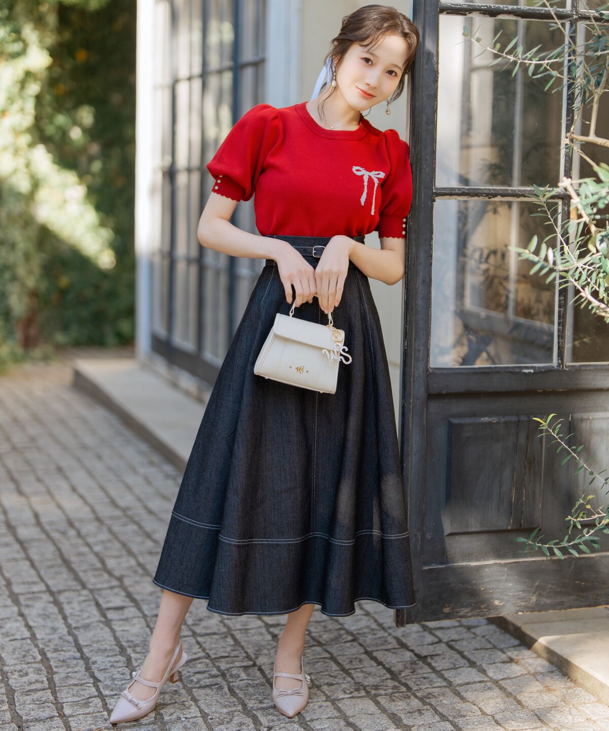 WILLSELECTION「ベルトデザインフレアスカート」|フレア|ブラック