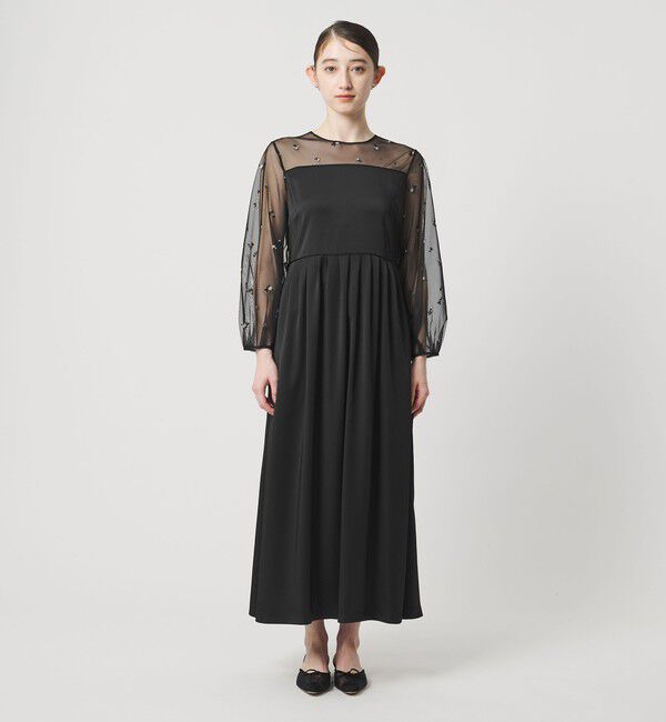 UNITED ARROWS「チュール エンブロイダリー コンビ ワンピース」|ワンピース|