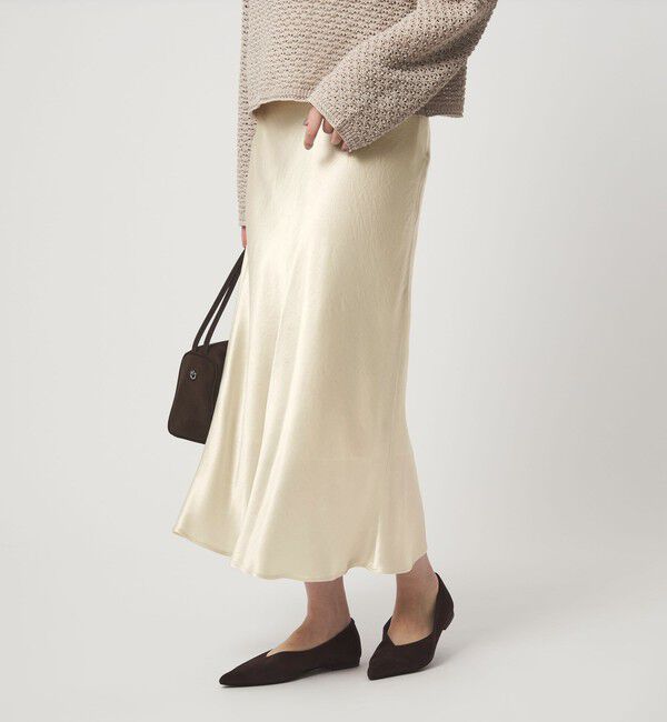 UNITED ARROWS green label relaxing「サテン ナロー スカート」|フレア|OFF WHITE