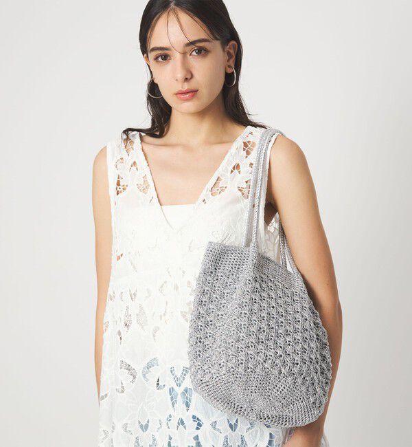 UNITED ARROWS green label relaxing「メタリックヤーンレーシー トートバッグ / ショルダーバッグ」|ショルダー・メッセンジャー|SILVER