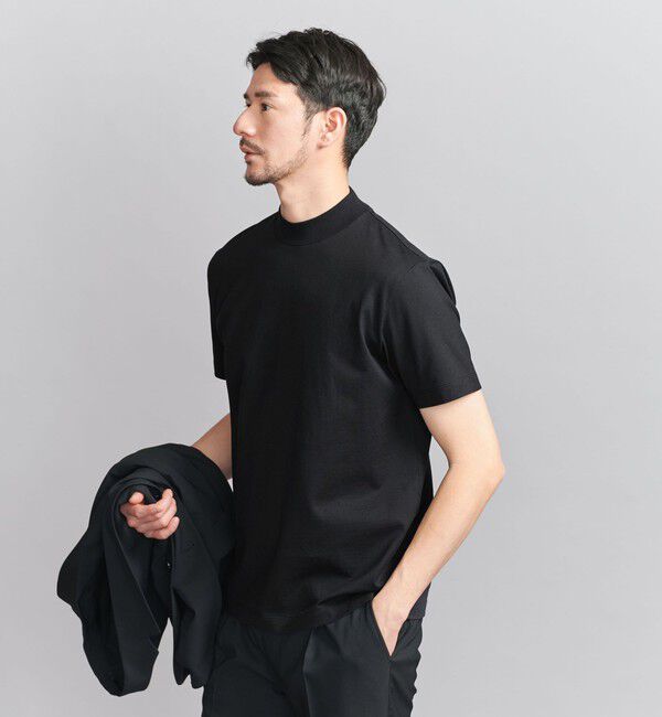 BEAUTY&YOUTH UNITED ARROWS「【WEB限定 WARDROBE SMART】クリア  ガスコットン モックネック カットソー【抗菌・防臭】」|Tシャツ・カットソー|BLACK