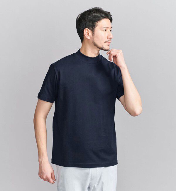 BEAUTY&YOUTH UNITED ARROWS「【WEB限定 WARDROBE SMART】クリア  ガスコットン モックネック カットソー【抗菌・防臭】」|Tシャツ・カットソー|NAVY
