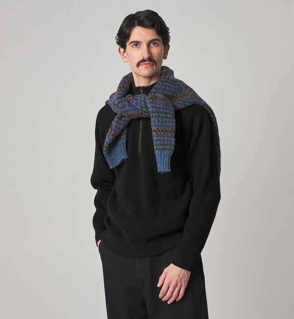 STEVEN ALAN「＜Steven Alan＞ T/C 9G アゼ ハーフジップ ドライバーズ ニット」|ニット・セーター|