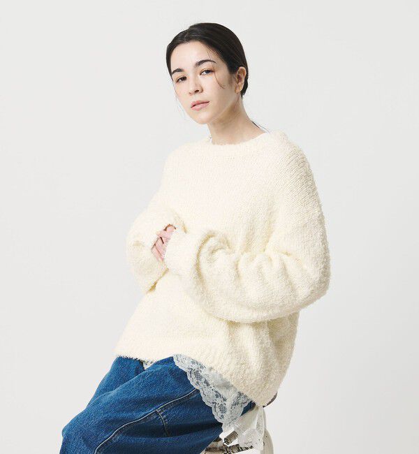 BEAUTY&YOUTH UNITED ARROWS「コットンブレンド シャギーニットプルオーバー」|ニット・セーター|WHITE