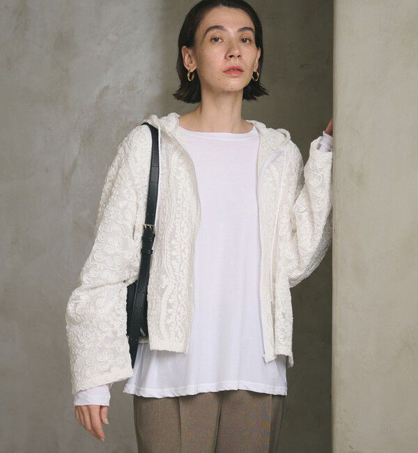 BEAUTY&YOUTH UNITED ARROWS「メッシュ エンブロイダリー フーディ ウォッシャブル」|シャツ・ブラウス|WHITE