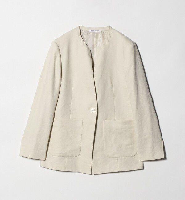 BEAUTY&YOUTH UNITED ARROWS「麻ブレンド カラーレス シングル ジャケット UVカット」|ノーカラージャケット|OFF WHITE
