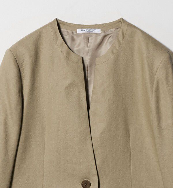 BEAUTY&YOUTH UNITED ARROWS「麻ブレンド カラーレス シングル ジャケット UVカット」|ノーカラージャケット|