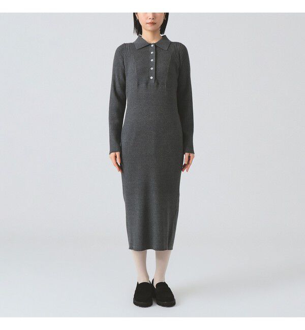 Ray BEAMS 「リブ ニット ポロ ワンピース」|ワンピース|