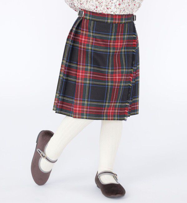 SHIPS KIDS「O'NEIL of DUBLIN:100～130cm / ウール チェック キルト スカート」|台形|