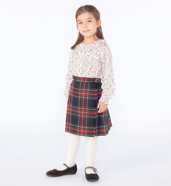 SHIPS KIDS「O'NEIL of DUBLIN:100～130cm / ウール チェック キルト スカート」|台形|