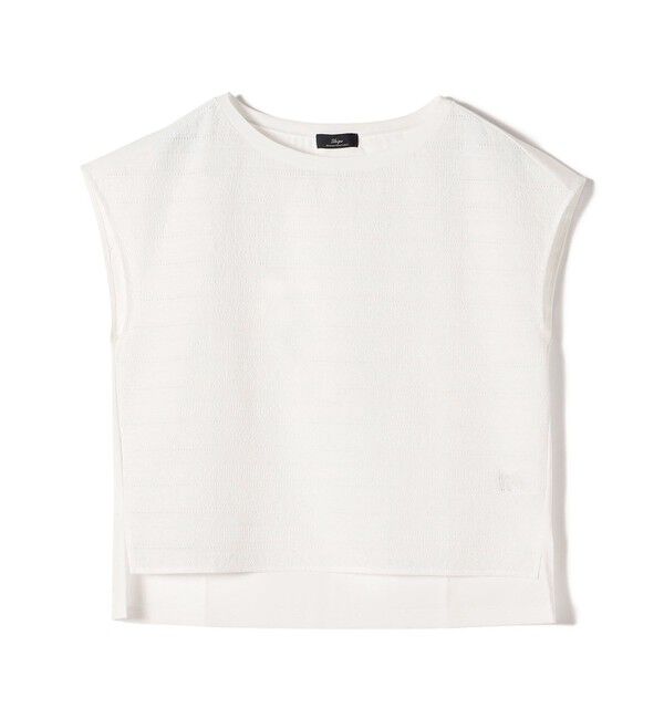 SHIPS for women「SHIPS Primary Navy Label:〈手洗い可能〉綿 ローン フラワー レース コンビ」|Tシャツ・カットソー|オフホワイト