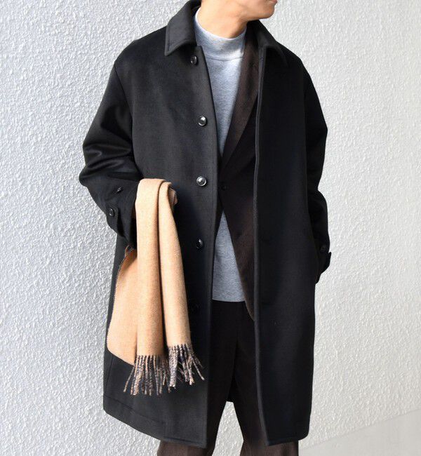 SHIPS any「SHIPS any: ウォーム メルトン ステンカラー コート◇」|ステンカラーコート|ブラック