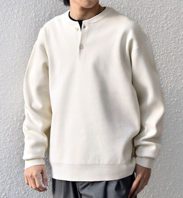 SHIPS any「SHIPS any:〈手洗い可能〉ミラノリブ コットンライク ヘンリーネック ニット◇」|ニット・セーター|ナチュラル