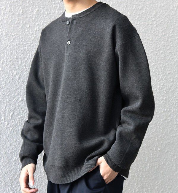 SHIPS any「SHIPS any:〈手洗い可能〉ミラノリブ コットンライク ヘンリーネック ニット◇」|ニット・セーター|