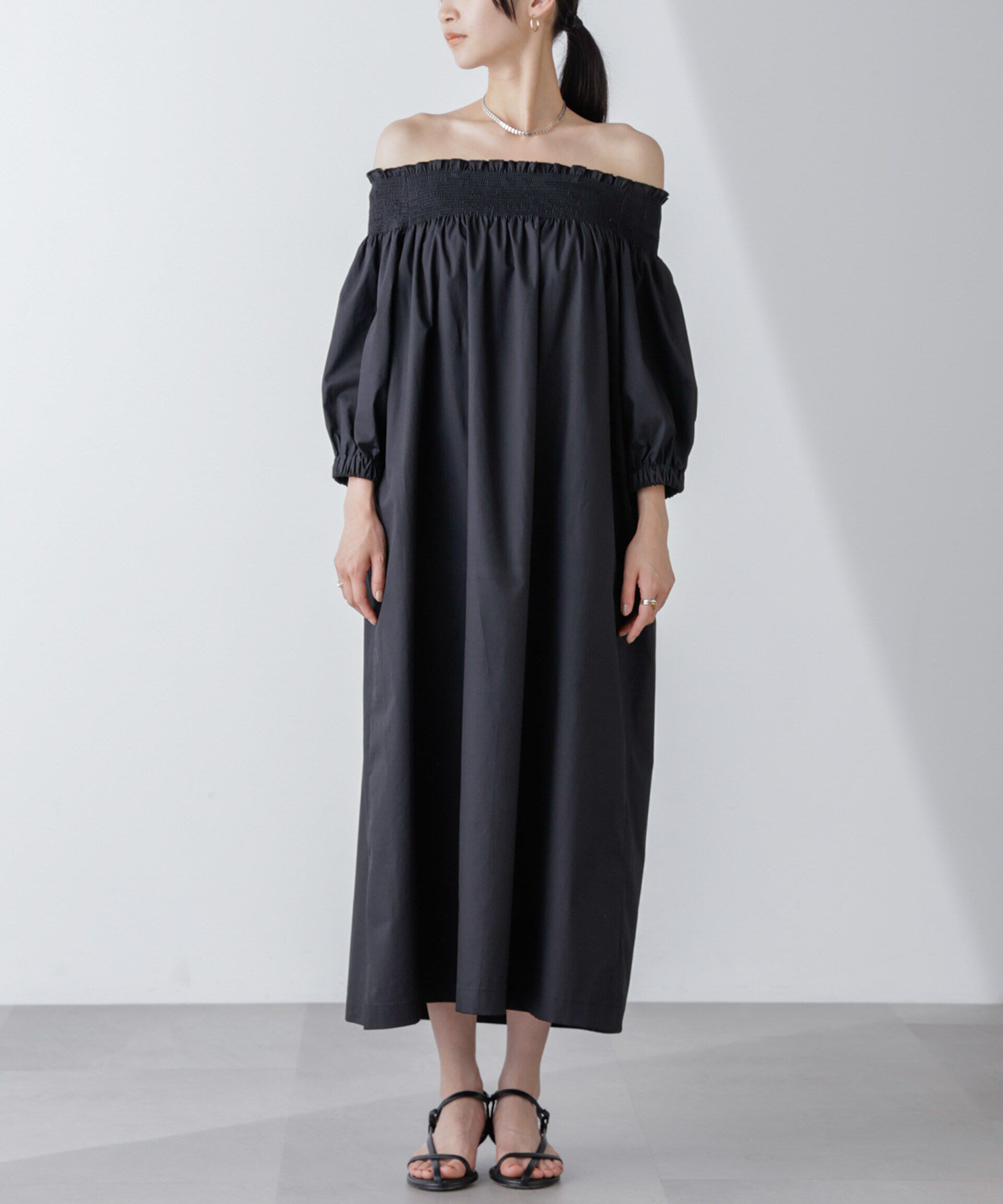 nano･universe「2wayシャーリングオフショルダーワンピース」|ワンピース|