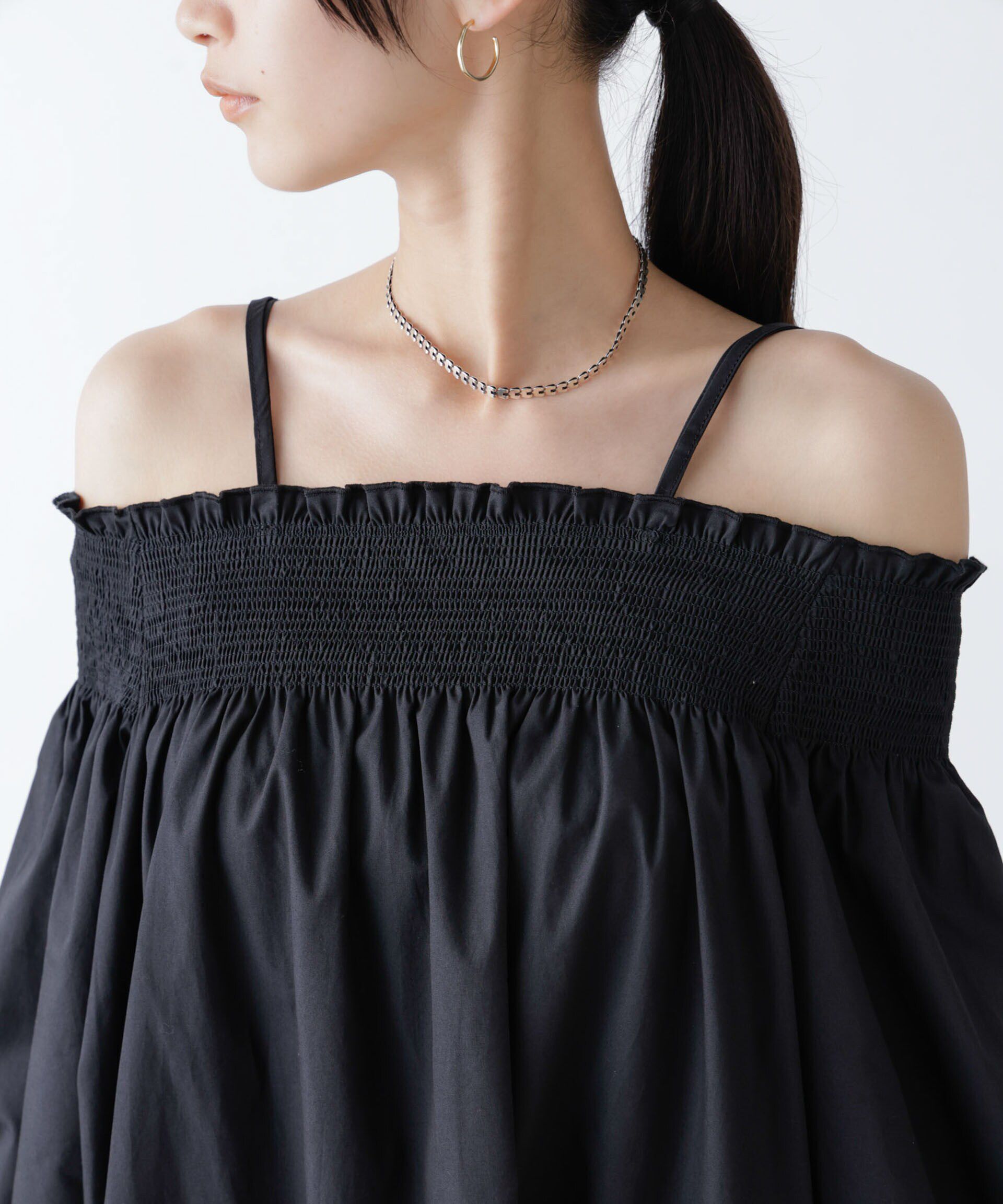 nano･universe「2wayシャーリングオフショルダーワンピース」|ワンピース|