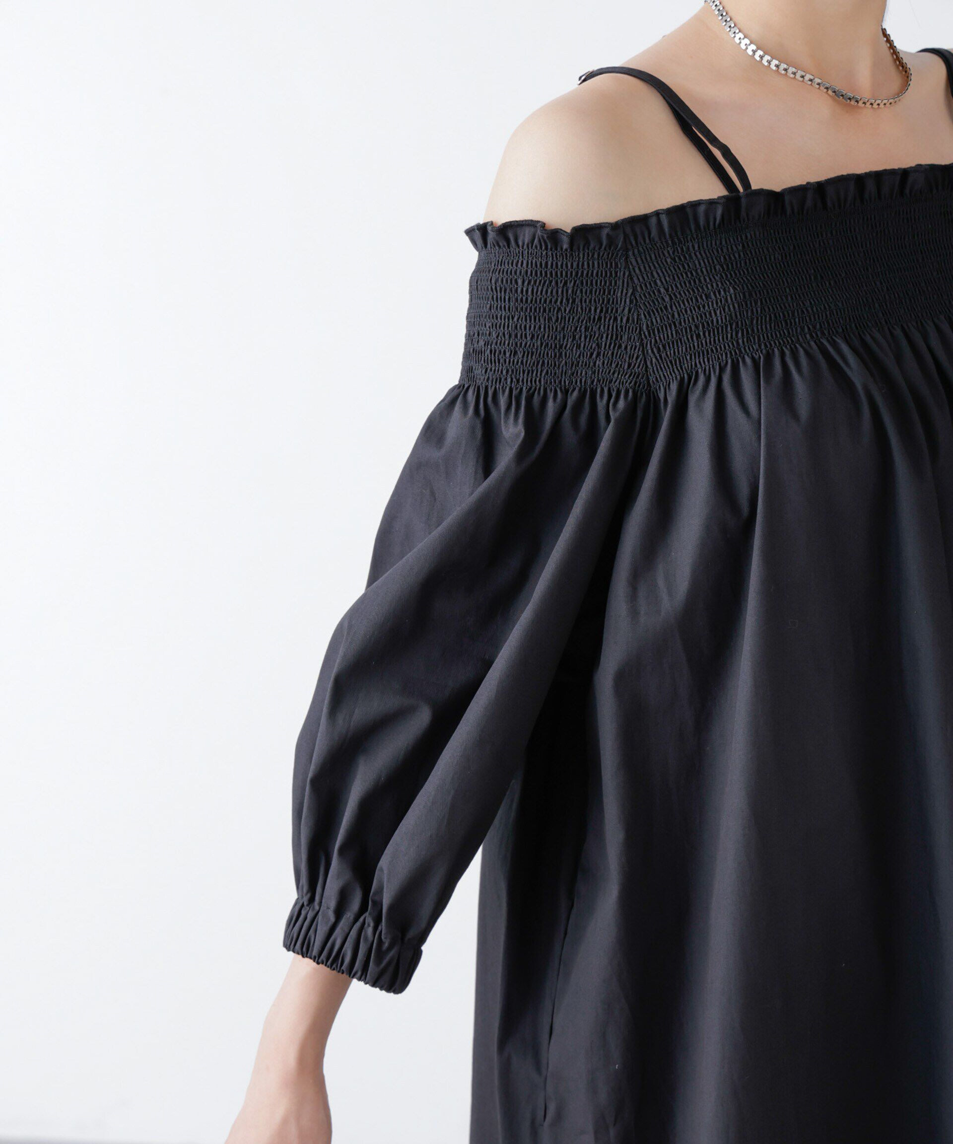 nano･universe「2wayシャーリングオフショルダーワンピース」|ワンピース|