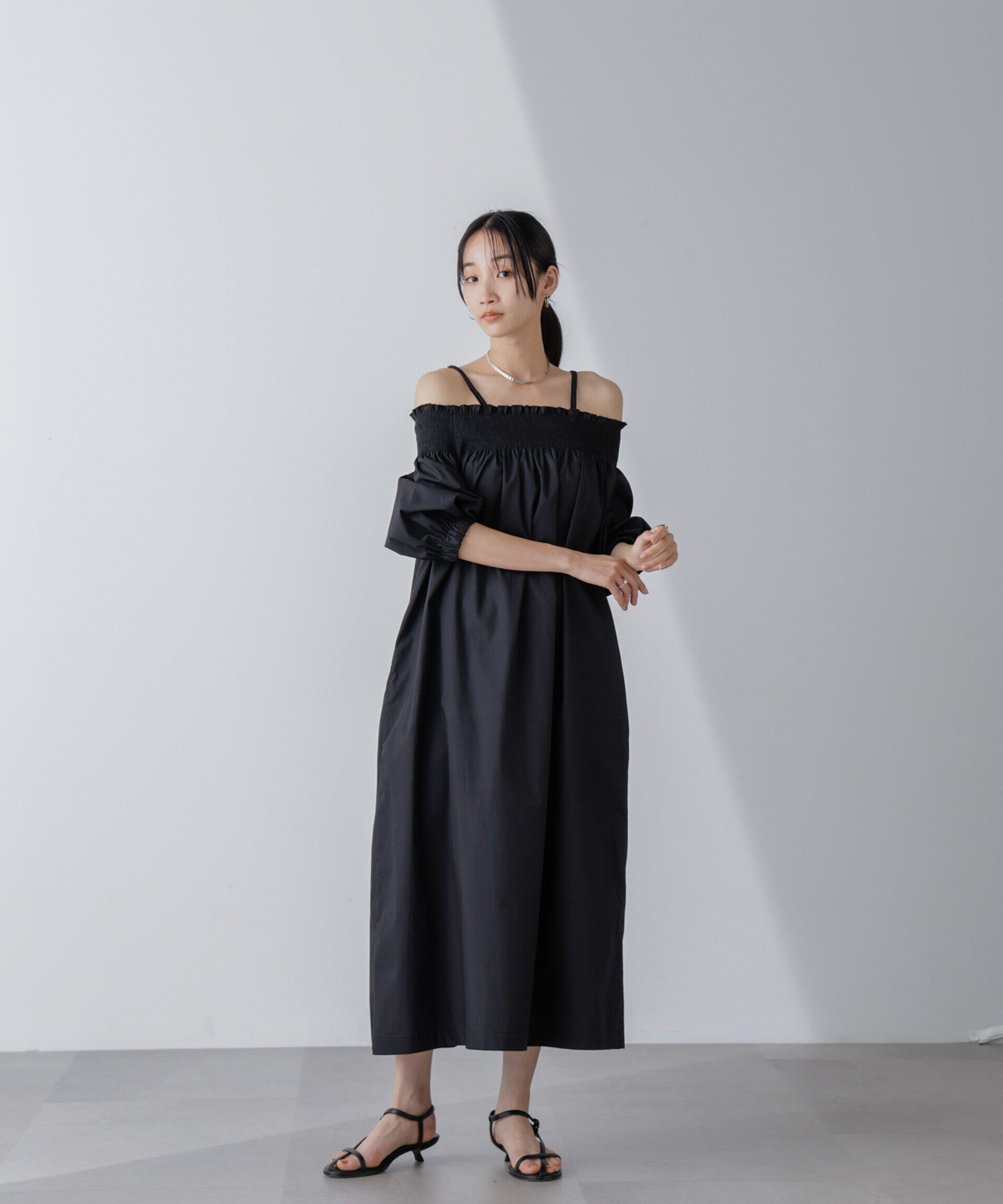 nano･universe「2wayシャーリングオフショルダーワンピース」|ワンピース|