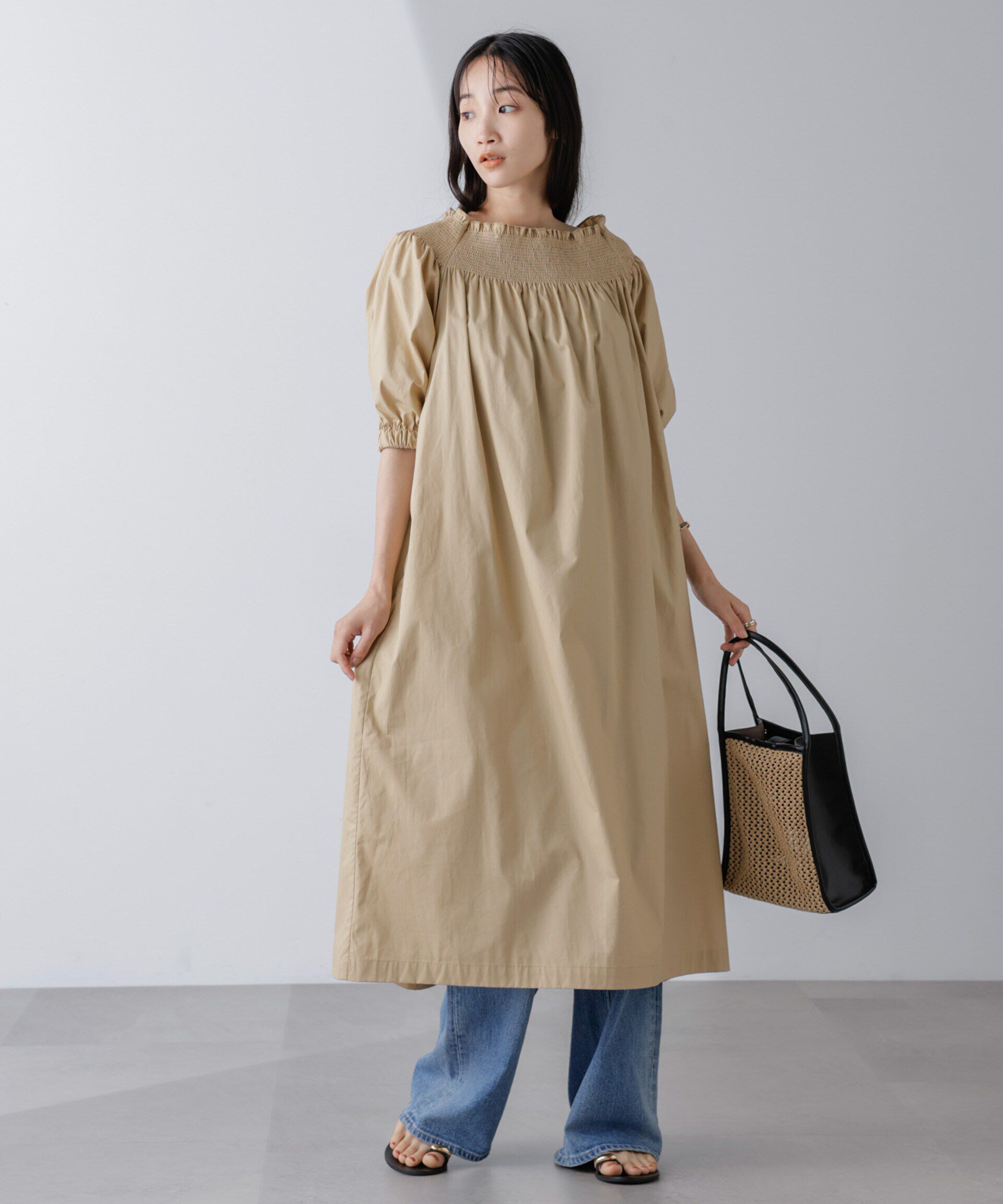 nano･universe「2wayシャーリングオフショルダーワンピース」|ワンピース|