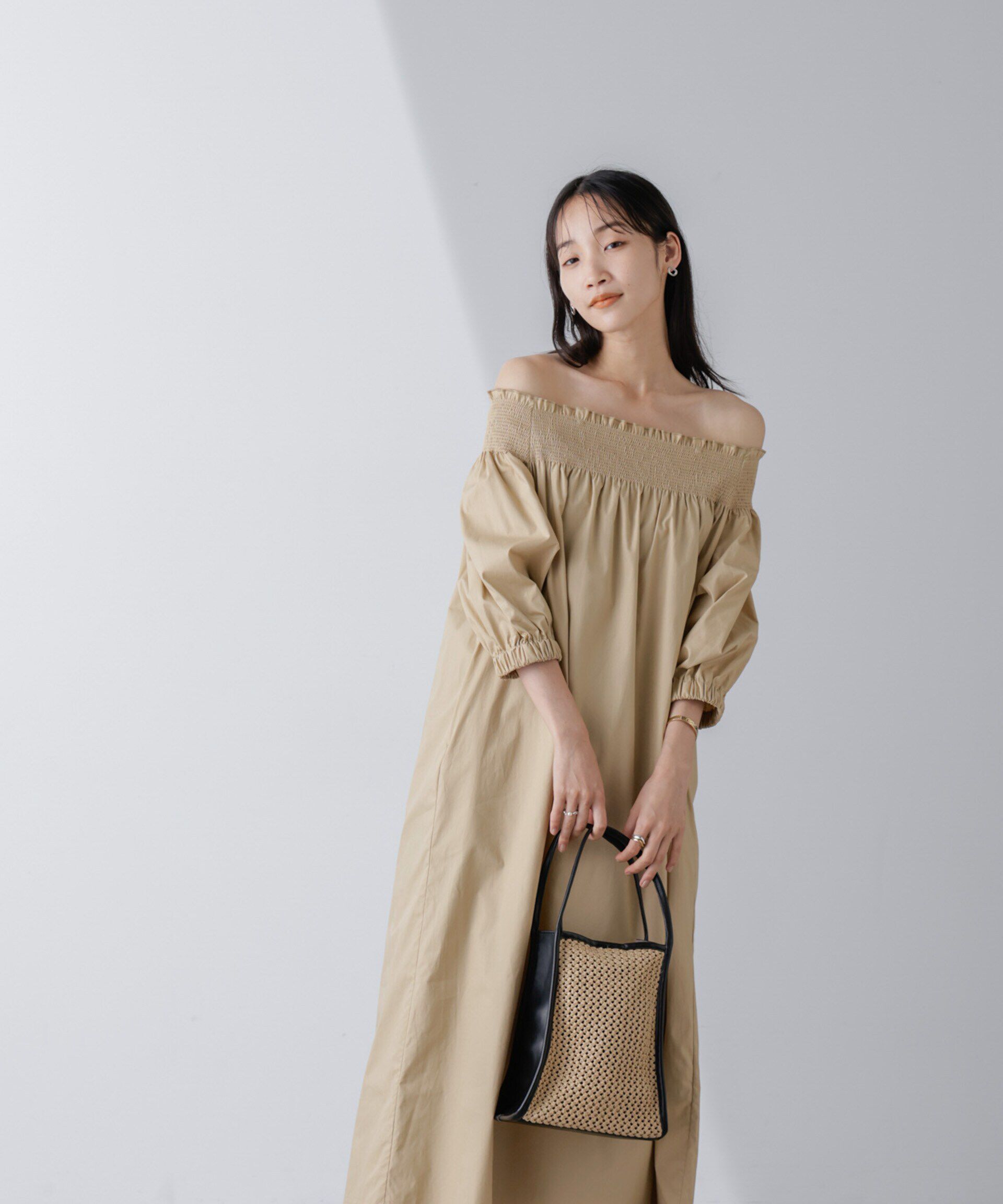 nano･universe「2wayシャーリングオフショルダーワンピース」|ワンピース|