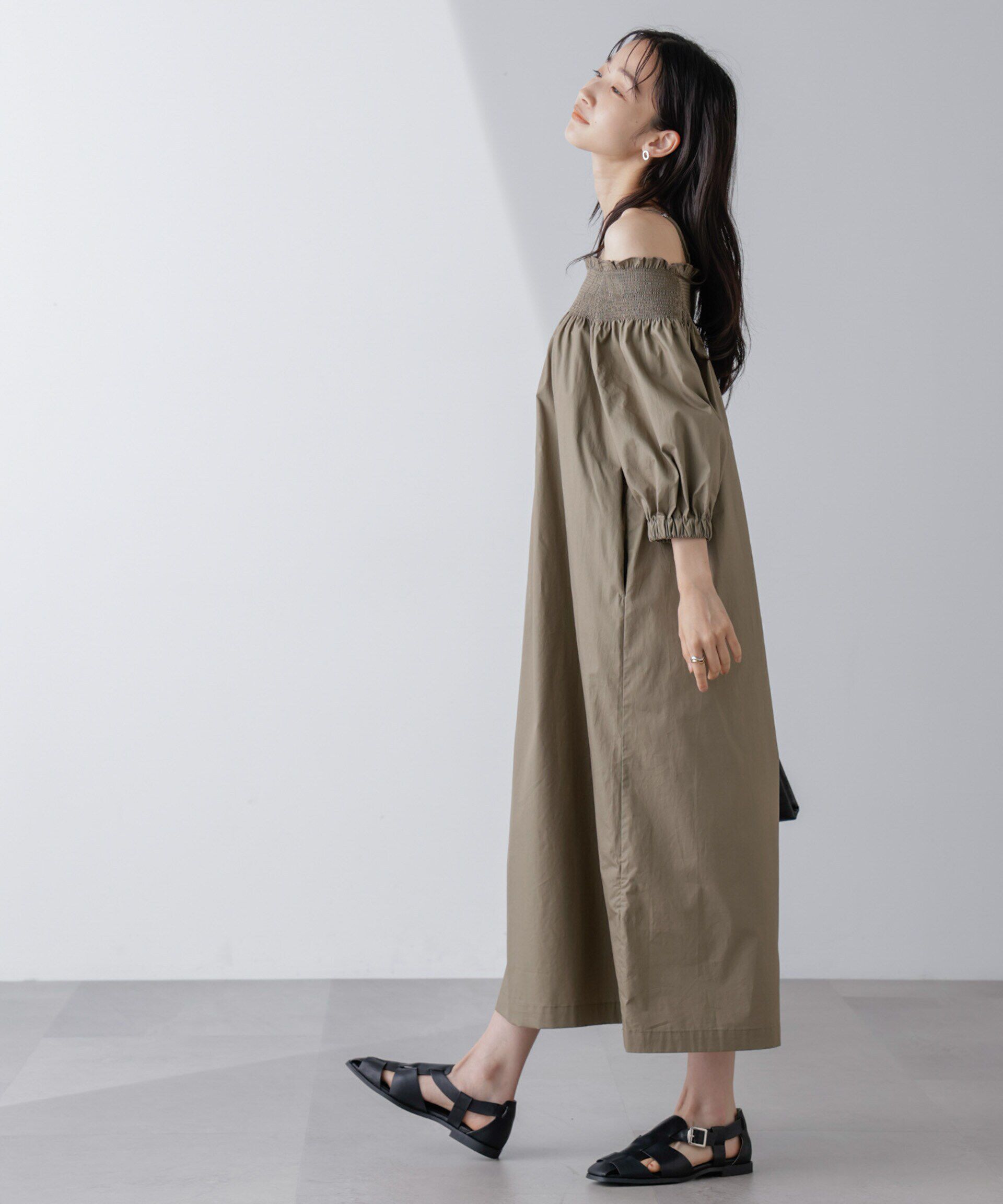 nano･universe「2wayシャーリングオフショルダーワンピース」|ワンピース|