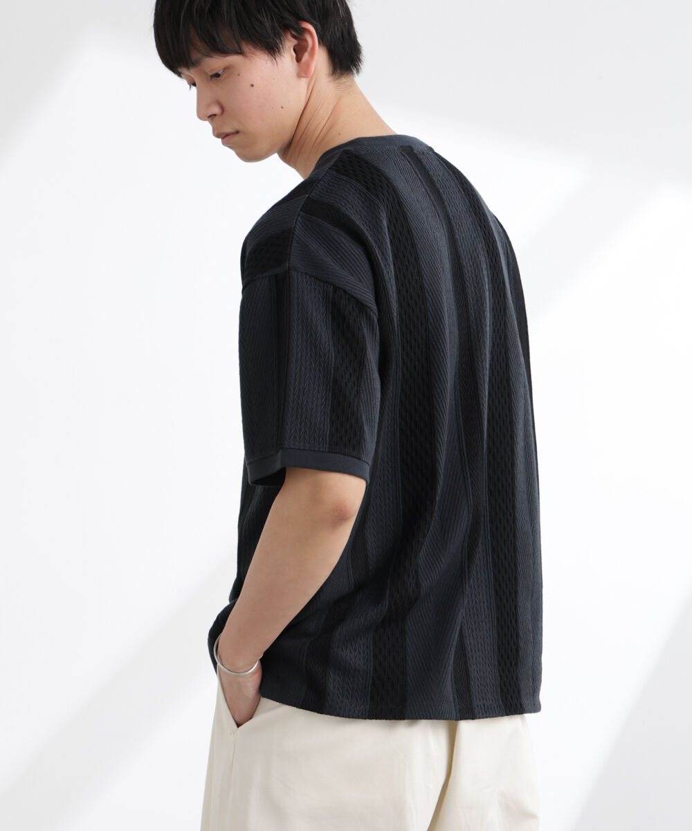 nano･universe「ストライプジャガードTシャツ 半袖」|Tシャツ・カットソー|
