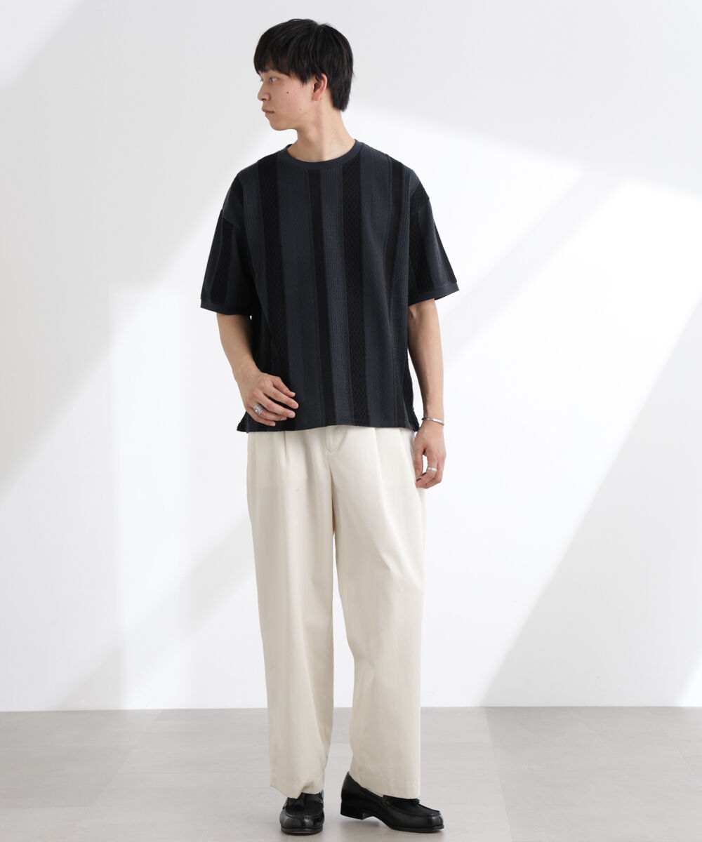 nano･universe「ストライプジャガードTシャツ 半袖」|Tシャツ・カットソー|