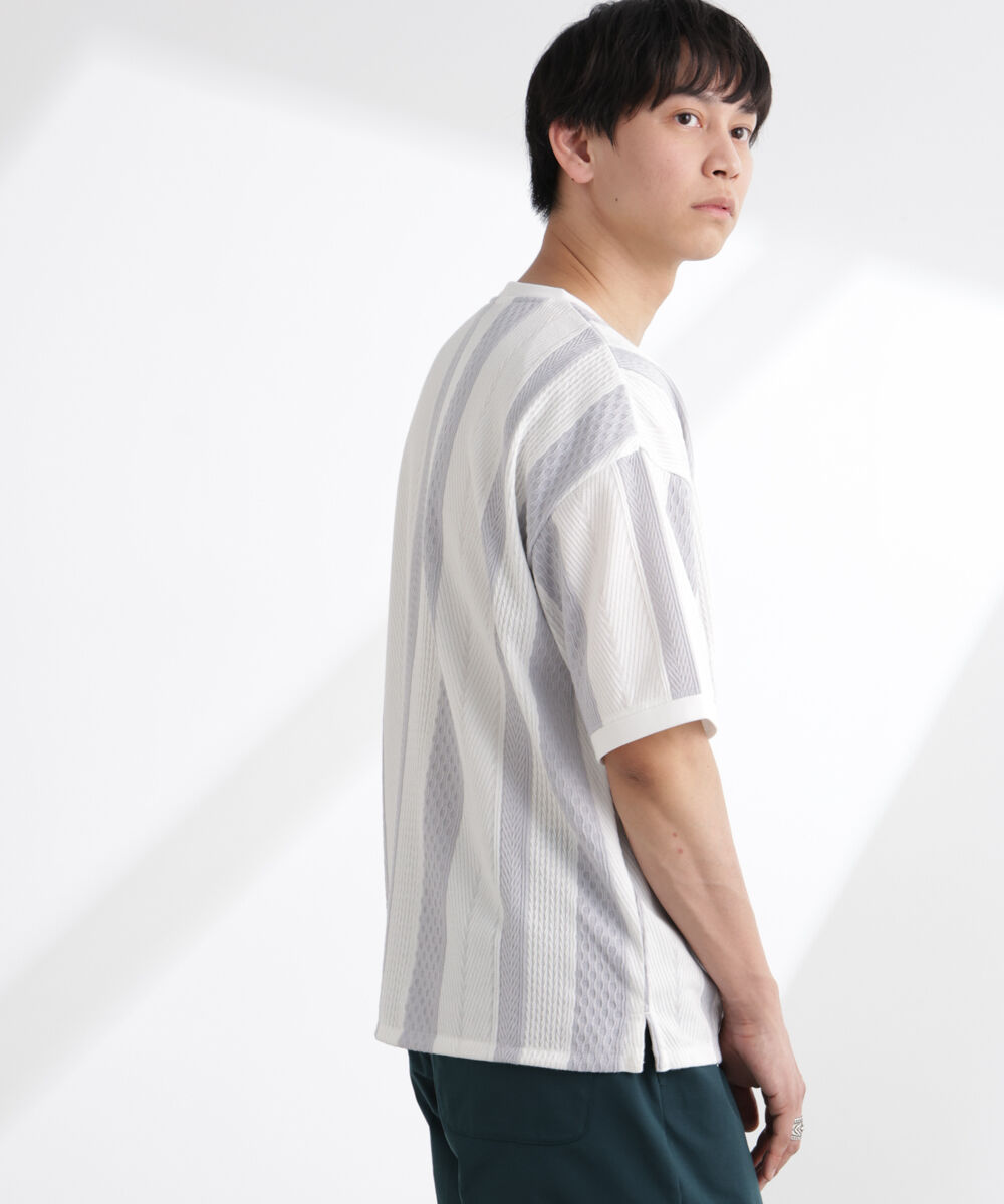 nano･universe「ストライプジャガードTシャツ 半袖」|Tシャツ・カットソー|