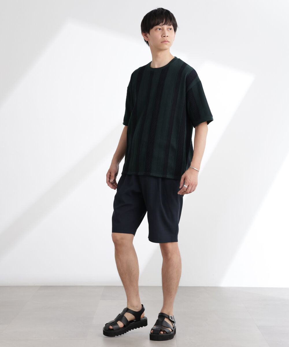 nano･universe「ストライプジャガードTシャツ 半袖」|Tシャツ・カットソー|