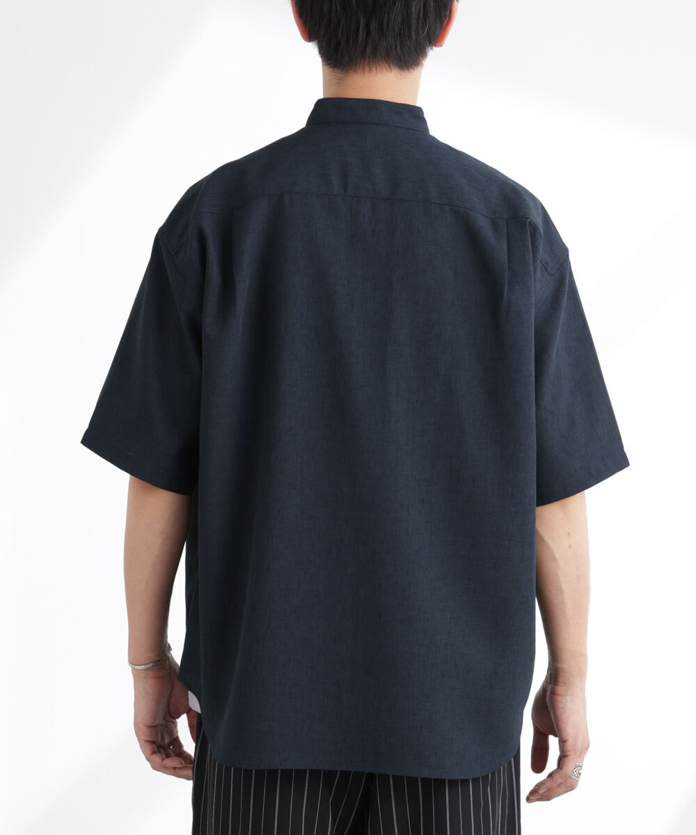 nano･universe「テックリネンバンドカラープルオーバーシャツ 半袖」|シャツ・ブラウス|