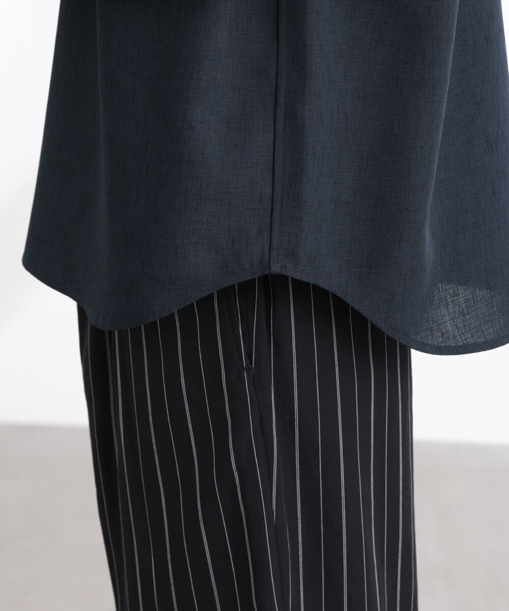 nano･universe「テックリネンバンドカラープルオーバーシャツ 半袖」|シャツ・ブラウス|