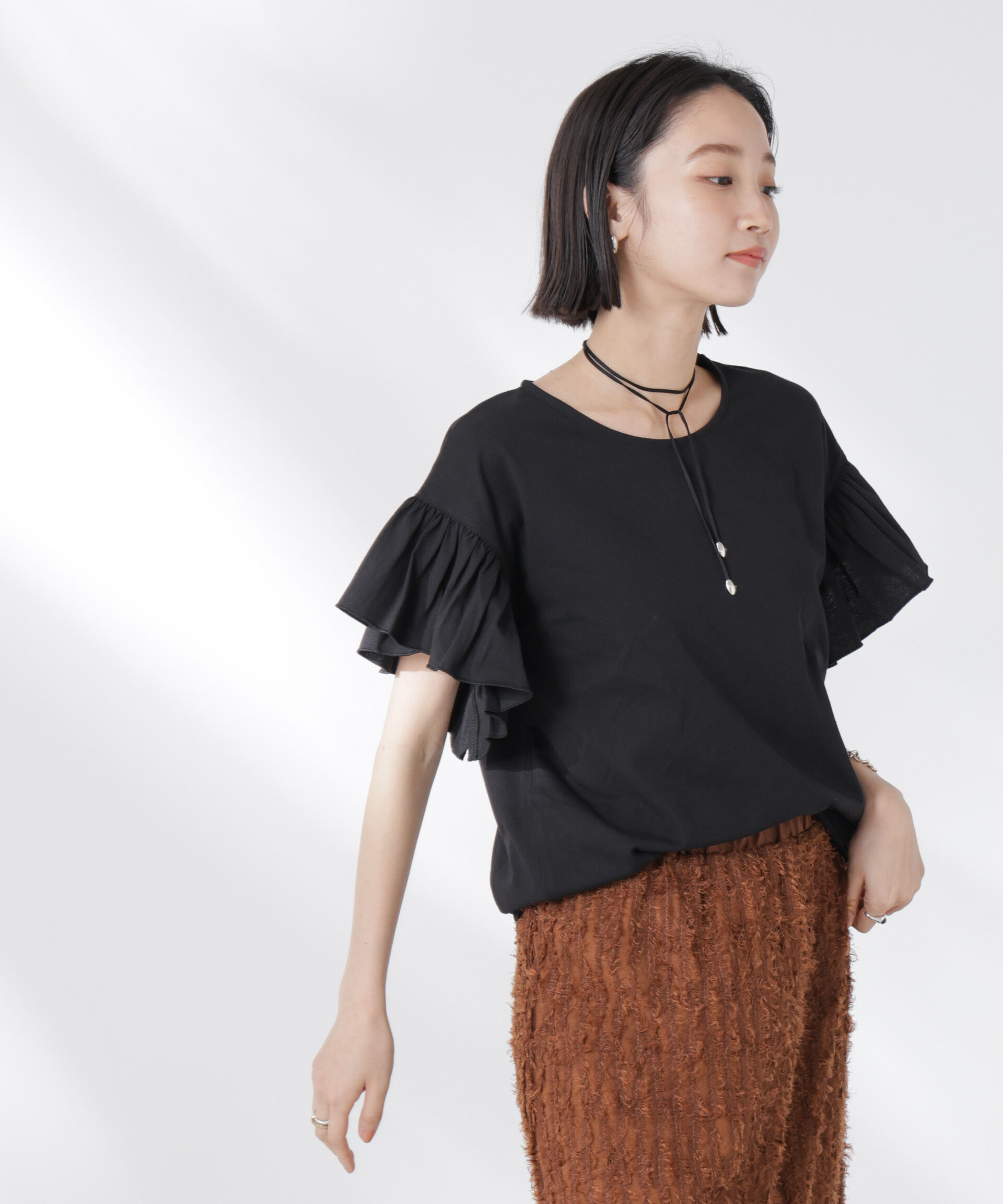 nano･universe「STORATECH 機能素材フレアデザインスリーブトップス」|Tシャツ・カットソー|