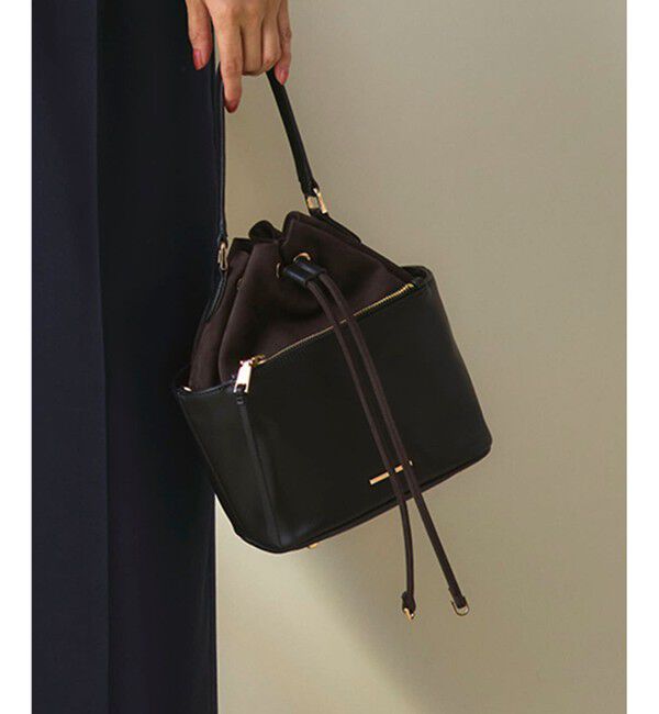 23区「スエード コンビ ドロスト バッグ」|ショルダー・メッセンジャー|ブラック系