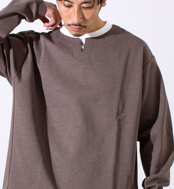 GLOSTER「【全方向杢ダンボール】フェイクキーネックロングスリーブ」|Tシャツ・カットソー|