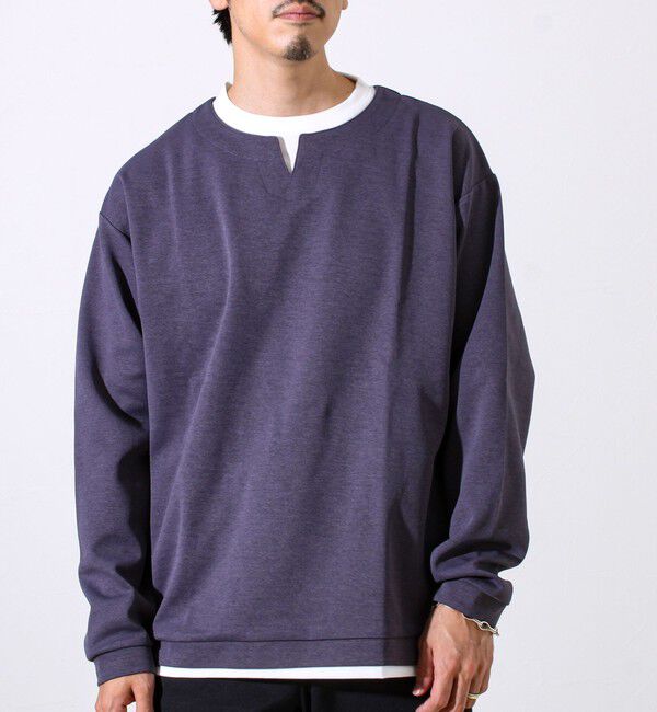 GLOSTER「【全方向杢ダンボール】フェイクキーネックロングスリーブ」|Tシャツ・カットソー|