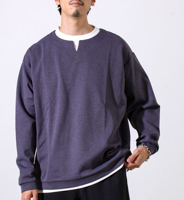 GLOSTER「【全方向杢ダンボール】フェイクキーネックロングスリーブ」|Tシャツ・カットソー|