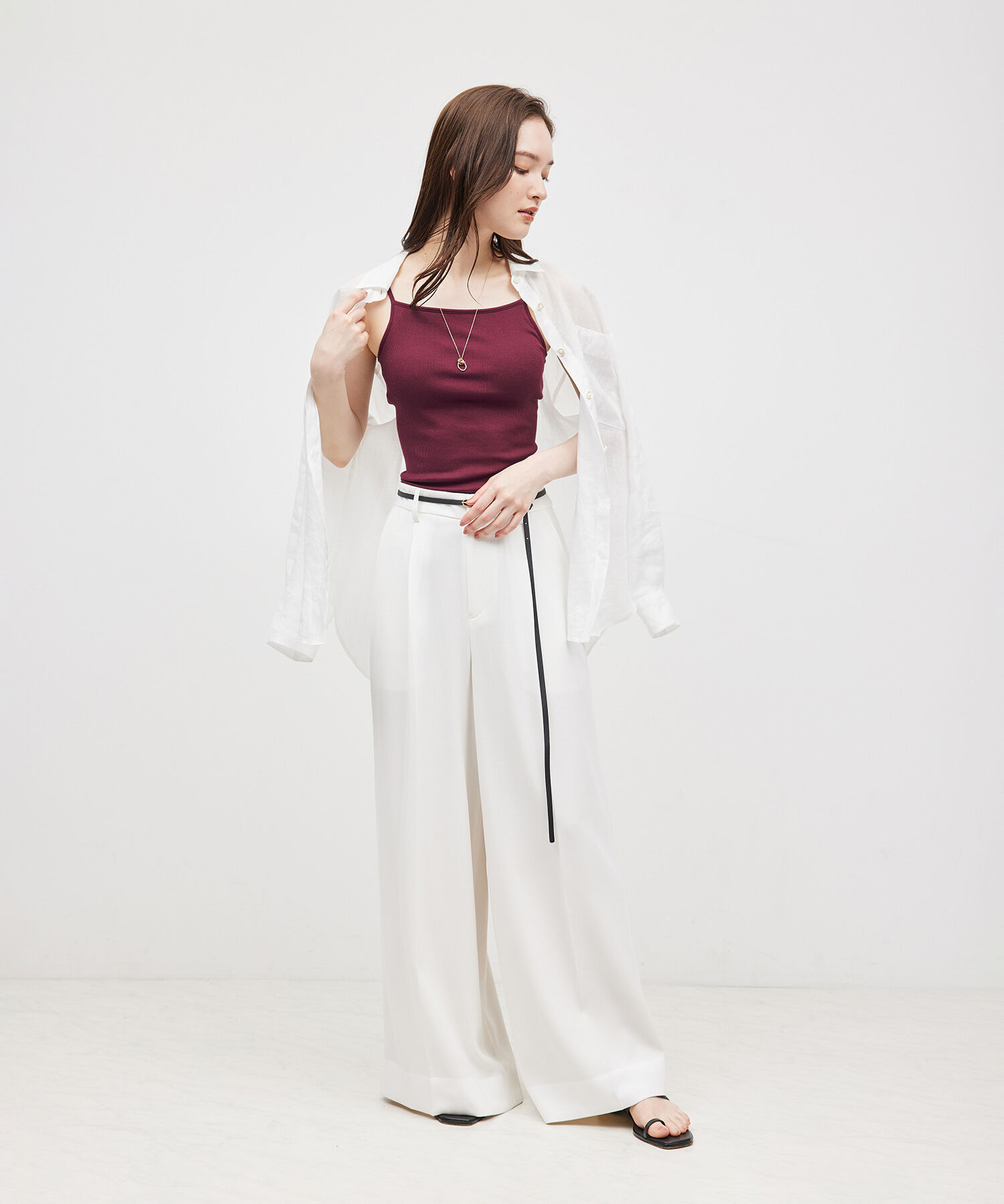 ROPE「コットンシルク丸胴テレコカップ付きキャミソール」|キャミソール|