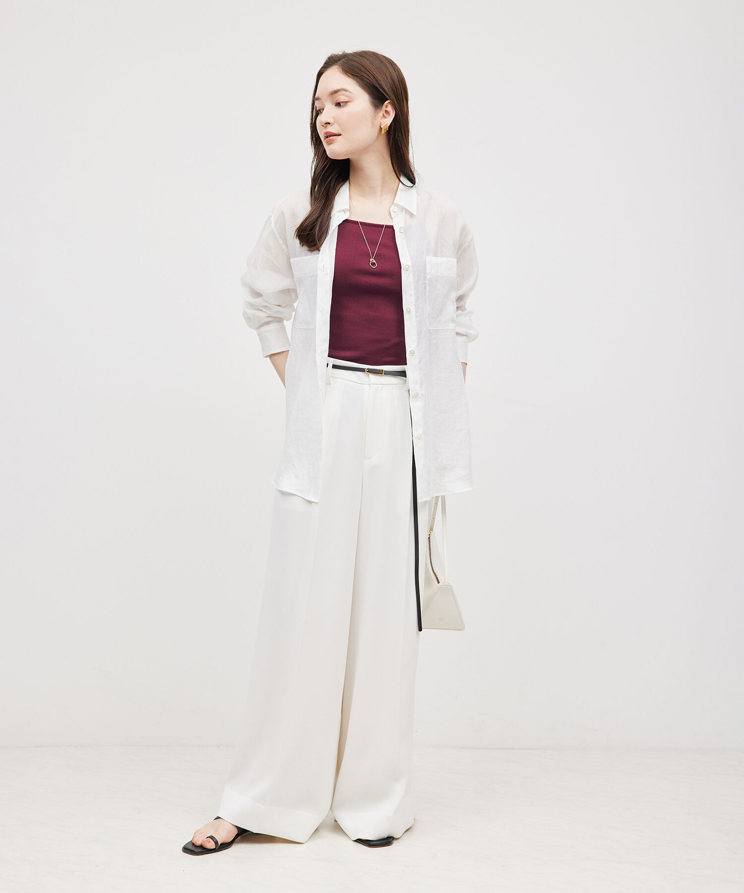 ROPE「コットンシルク丸胴テレコカップ付きキャミソール」|キャミソール|