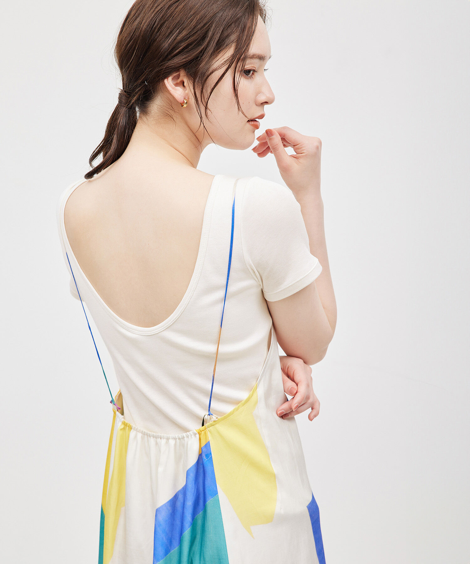 ROPE「コットンシルク丸胴フライスカップ付き半袖カットソー」|Tシャツ・カットソー|オフホワイト(15)