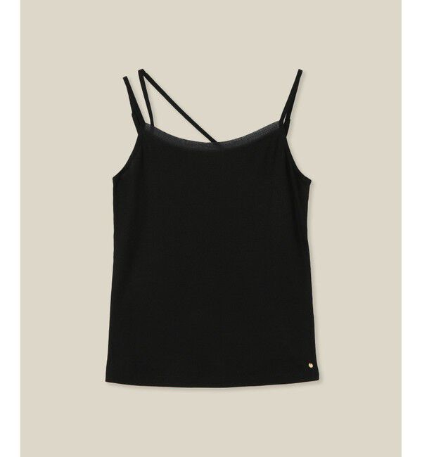 ROPE「【WEB・一部店舗限定】【接触冷感/UVカット】前後2WAY チュールコンビアシメキャミソール」|キャミソール|ブラック(01)