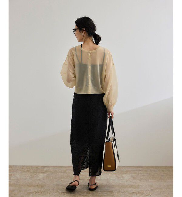 ROPE「【WEB・一部店舗限定】【接触冷感/UVカット】前後2WAY チュールコンビアシメキャミソール」|キャミソール|