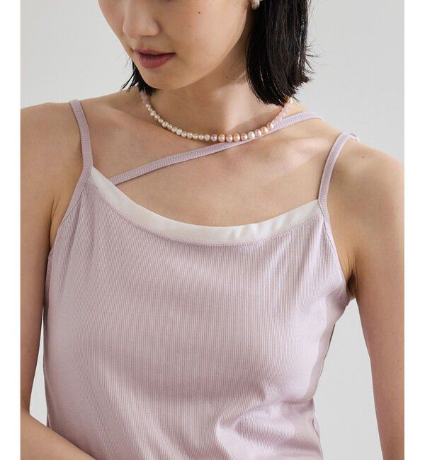 ROPE「【WEB・一部店舗限定】【接触冷感/UVカット】前後2WAY チュールコンビアシメキャミソール」|キャミソール|