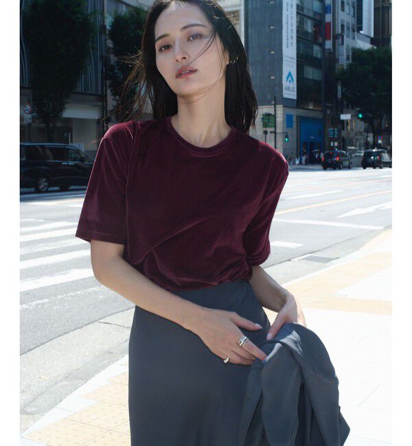 ROPE「シアーベロアTシャツ/イージーケア」|Tシャツ・カットソー|ワイン(66)