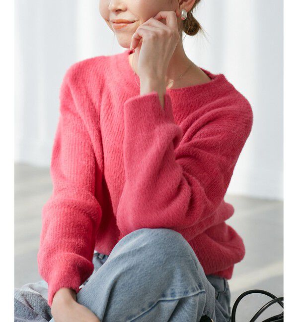 Rope&rsquo;Picnic「fluffy knitフラッフィーニット/ふわふわMIXフェザーニットプルオーバー/洗濯機OK」|ニット・セーター|