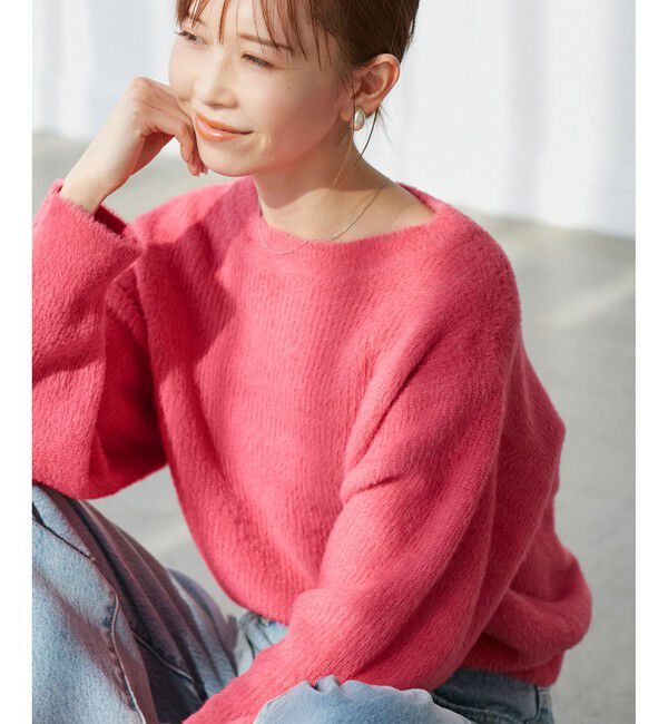 Rope&rsquo;Picnic「fluffy knitフラッフィーニット/ふわふわMIXフェザーニットプルオーバー/洗濯機OK」|ニット・セーター|ピンク(63)