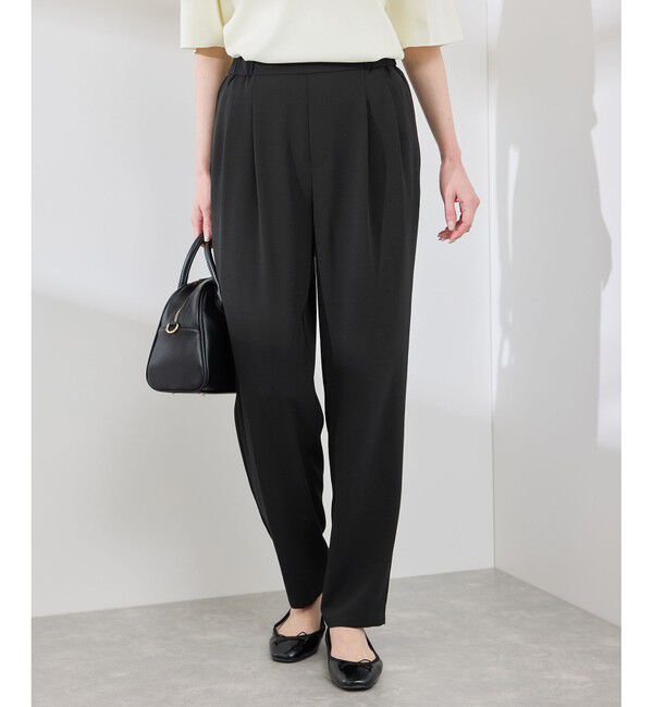 Rope&rsquo;Picnic「【イージーケア】ジョーゼットスラックスパンツ/セットアップ対応」|チノ|ブラック(01)