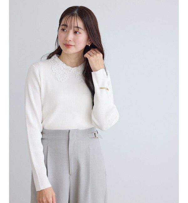 Rope&rsquo;Picnic「レースカラーニット」|ニット・セーター|