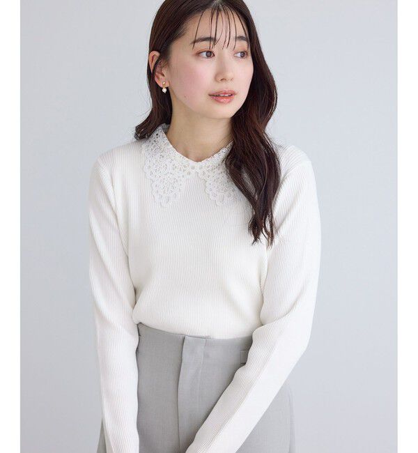 Rope&rsquo;Picnic「レースカラーニット」|ニット・セーター|