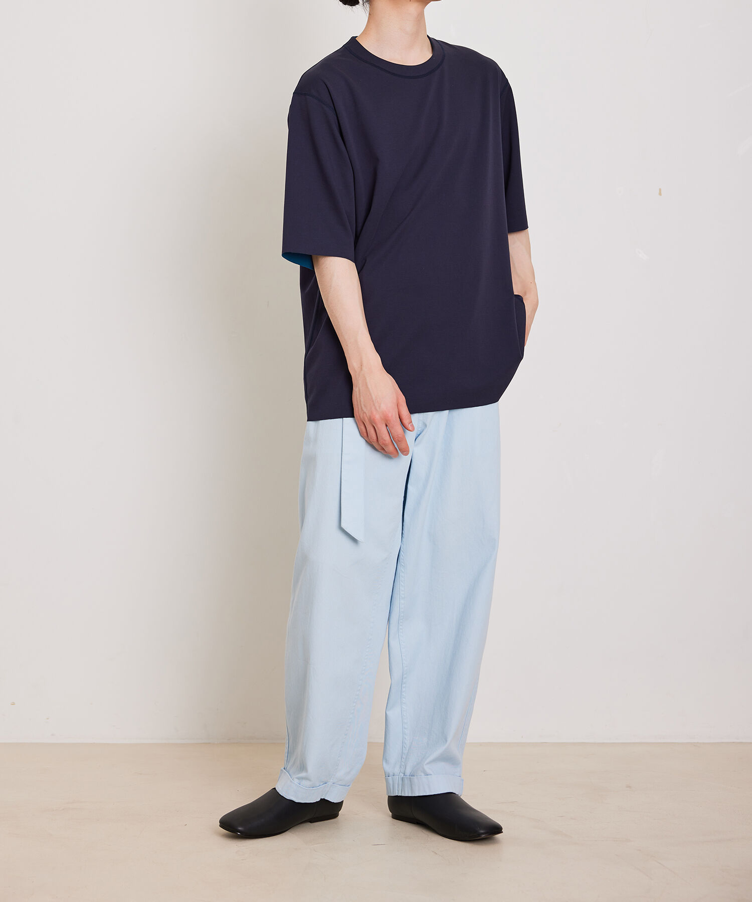 ADAM ET ROPE'「《定番》ハイゲージ シャンブレー リバーシブル Tシャツ」|Tシャツ・カットソー|